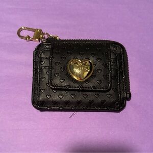 Betsey Johnson Black Card Wallet with Gold Heart Accent. NWOT